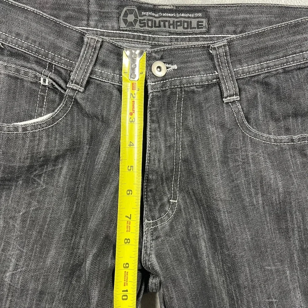 Southpole Jeans Men 32 31x29 Acid Washed Black Straight Leg Denim Streetwear Y2K